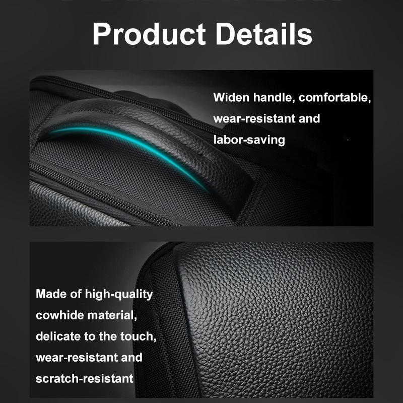 Large Capacity Cowhide Laptop Backpack with Usb & Type-c Port