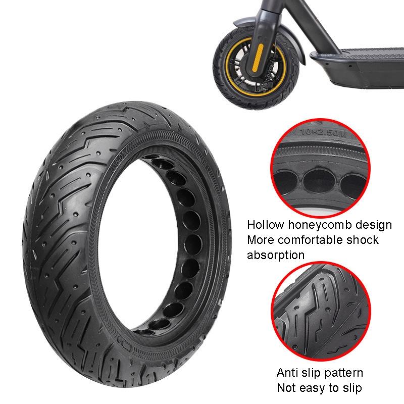 Solid Honeycomb 10x2.5 Tire for Ninebot Max G30 Scooter - Black