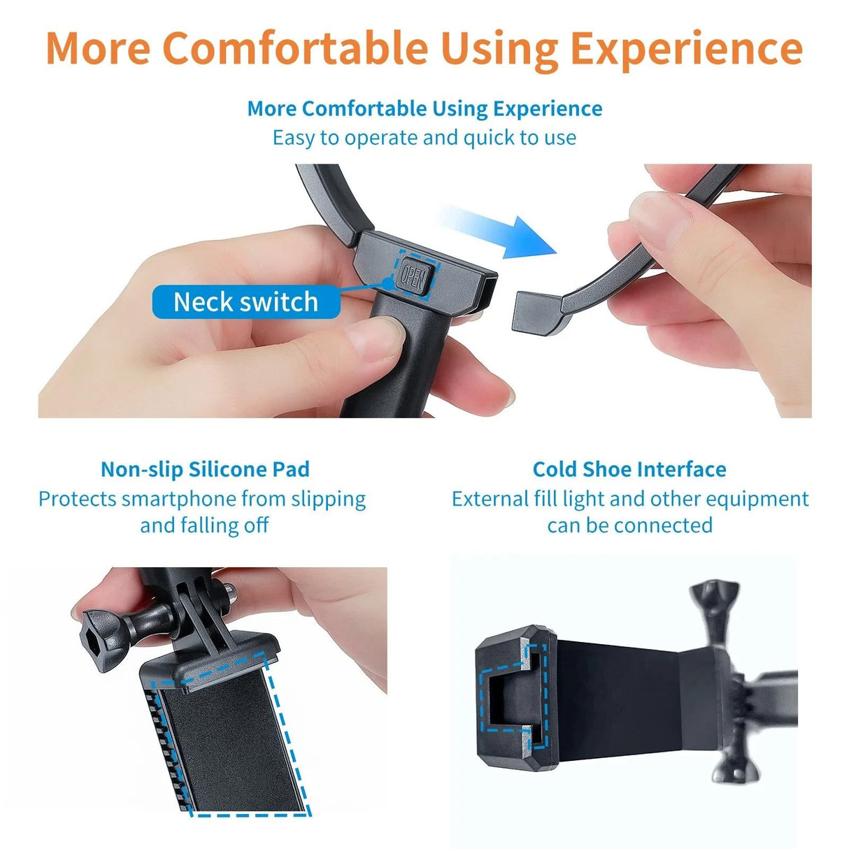 Neck Mount For Sports Camera And Cell Phone Vlogging