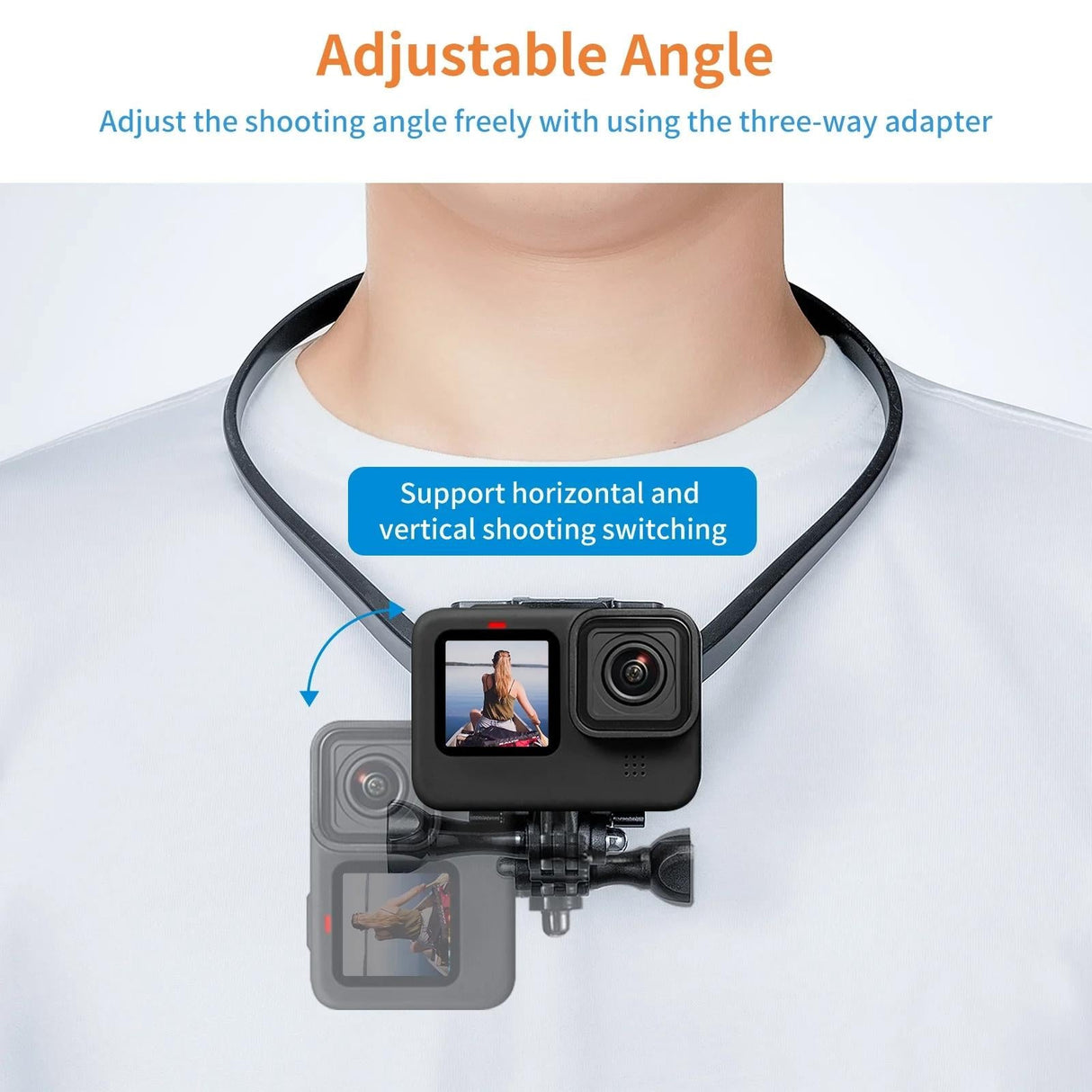 Neck Mount For Sports Camera And Cell Phone Vlogging
