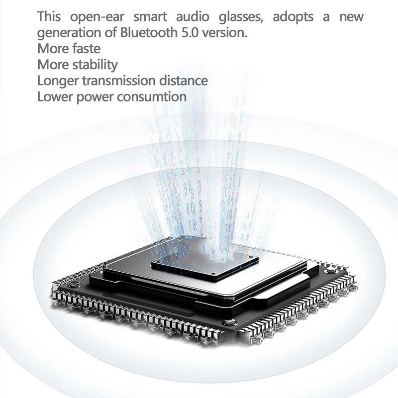 Waterproof Bluetooth Glasses Earphone - Mini Binaural Smart Call - Black Sunglasses