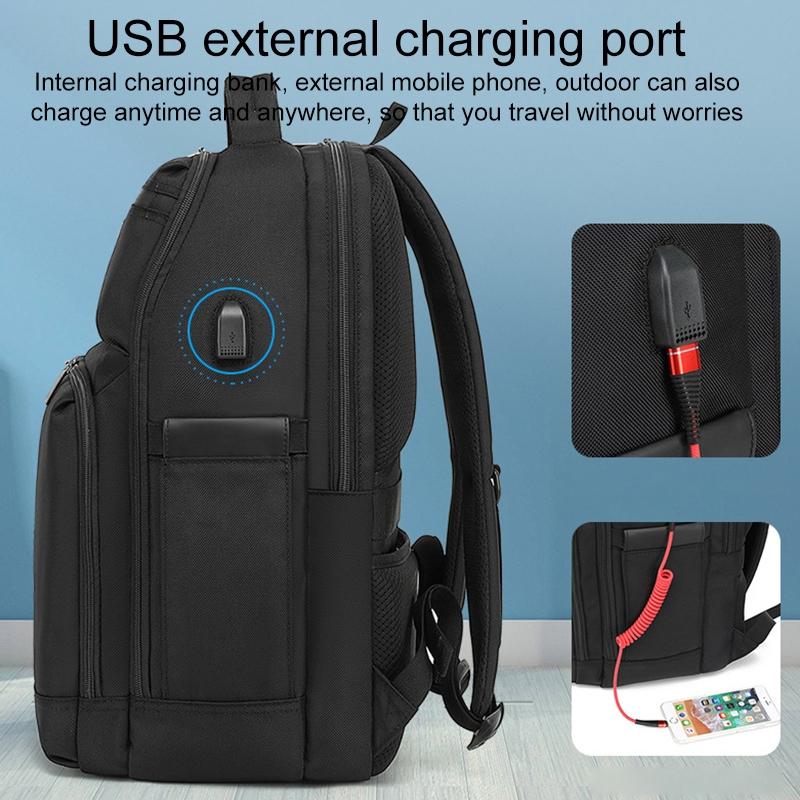 19 Inch Large Capacity Waterproof Backpack With Usb Black