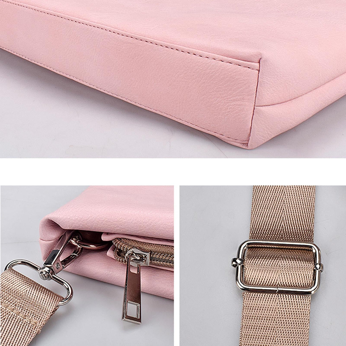 13.3 Inch Lightweight Laptop Bag with Detachable Strap - Pink