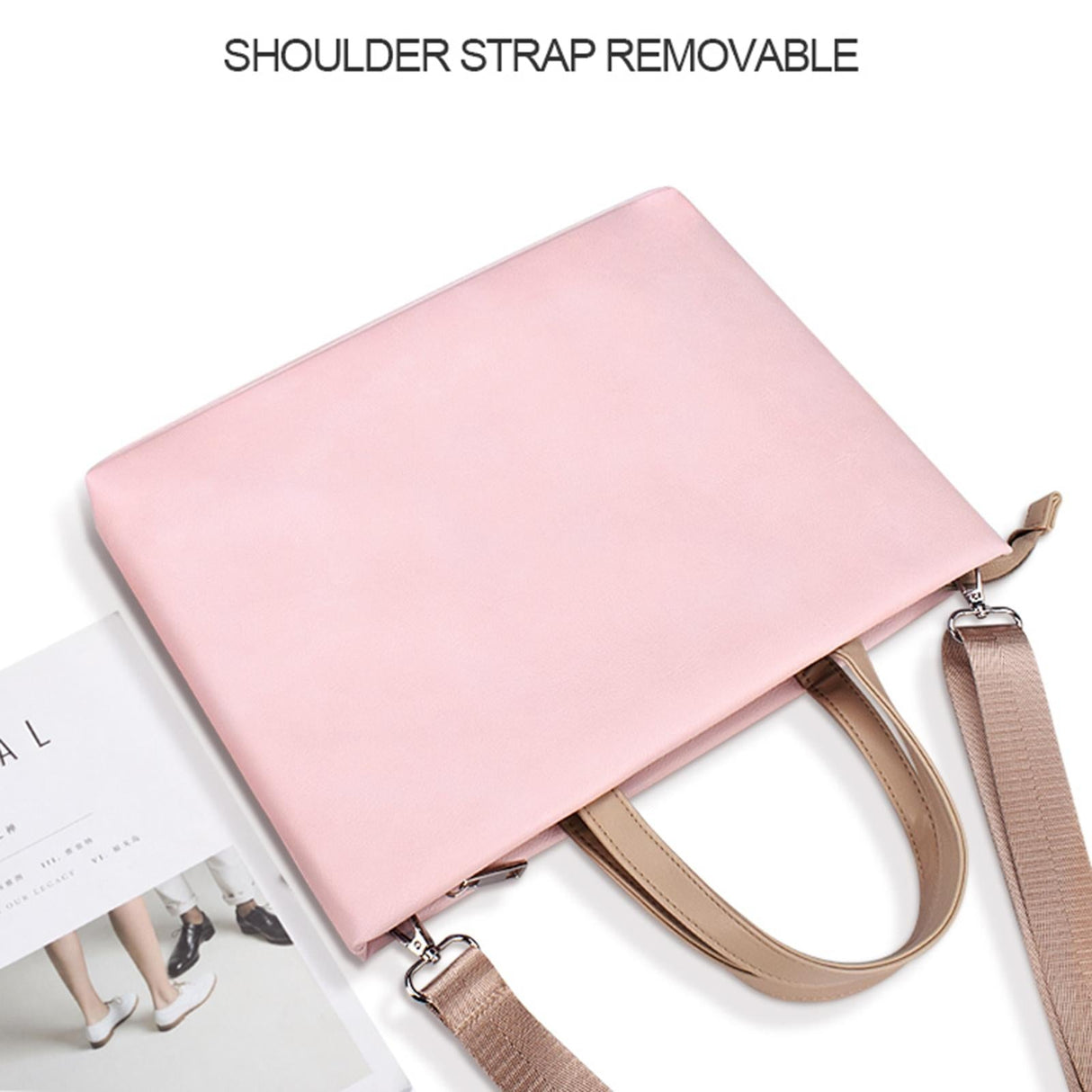 13.3 Inch Lightweight Laptop Bag with Detachable Strap - Pink