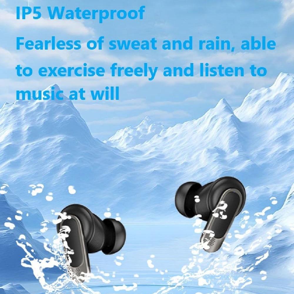 Wireless Bluetooth Earphones with Touch Screen and Active Noise Reduction - Black