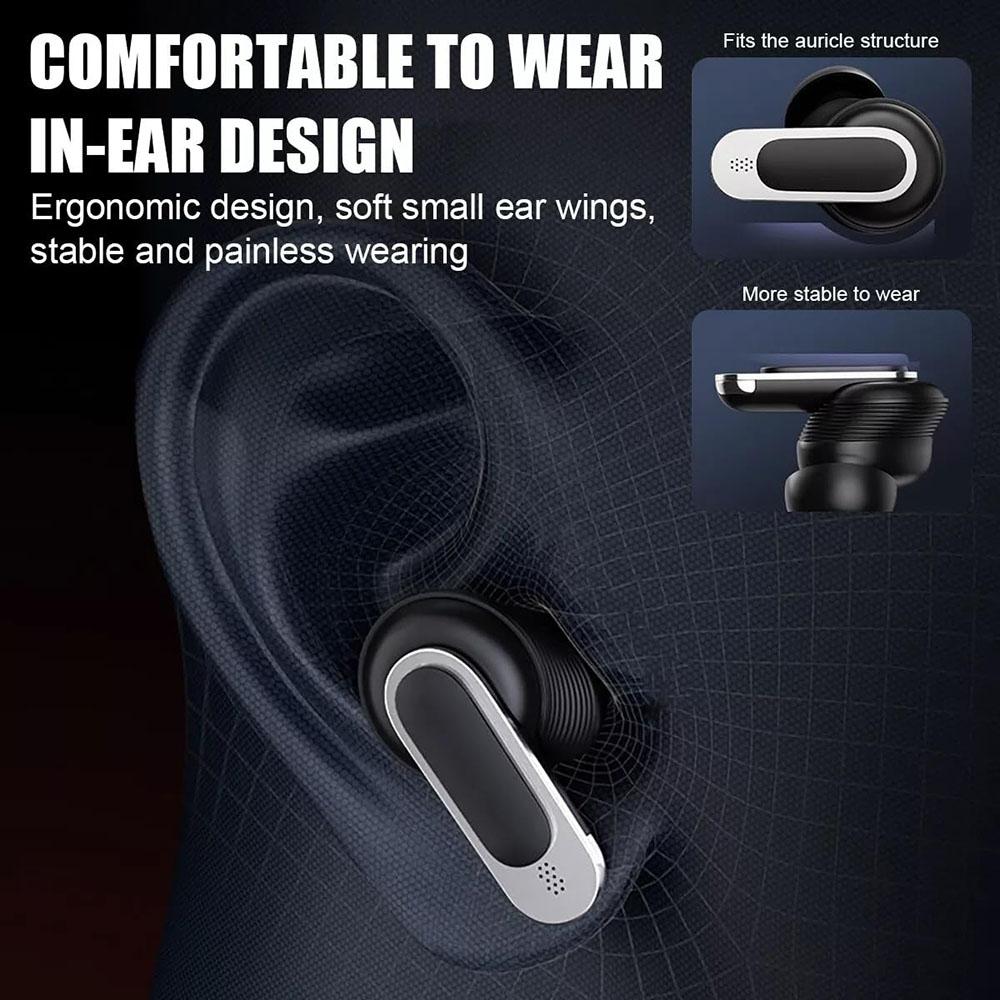 Wireless Bluetooth Earphones with Touch Screen and Active Noise Reduction - Black