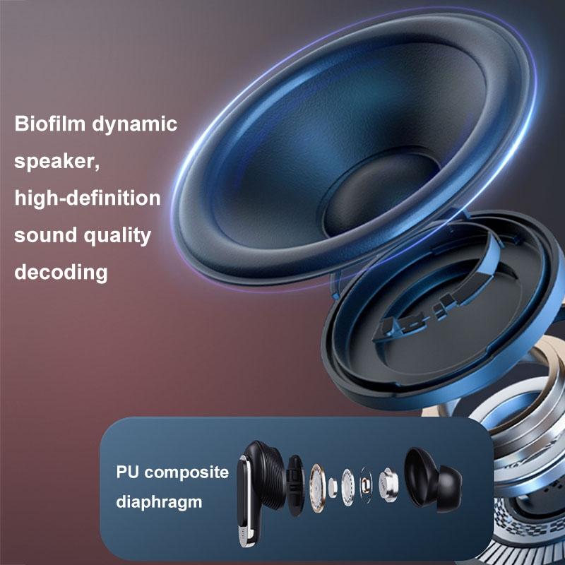 Wireless Bluetooth Earphones with Touch Screen and Active Noise Reduction - Black