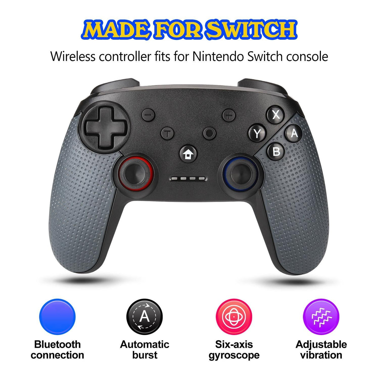 Switch Pro Wireless Gamepad with Dual Motors and Turbo