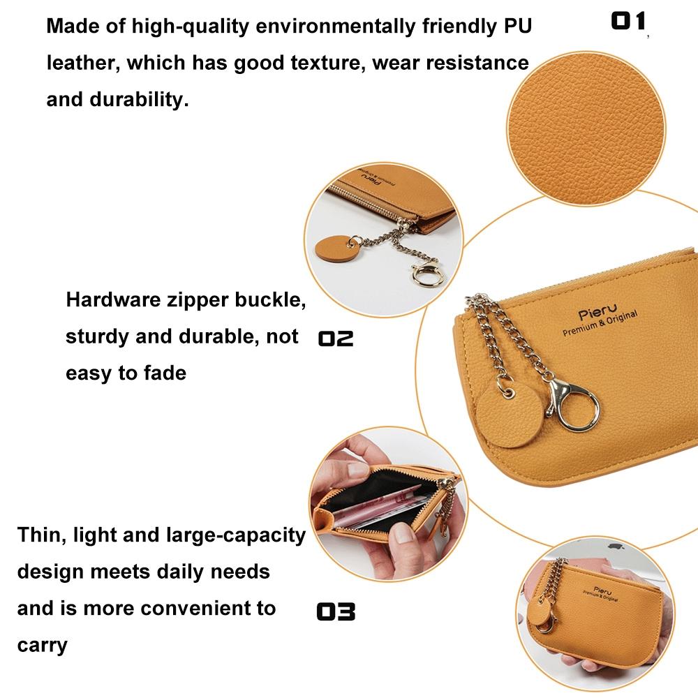 Ultra Thin Zippered Mini Wallet For Women Compact Coin Purse - Yellow