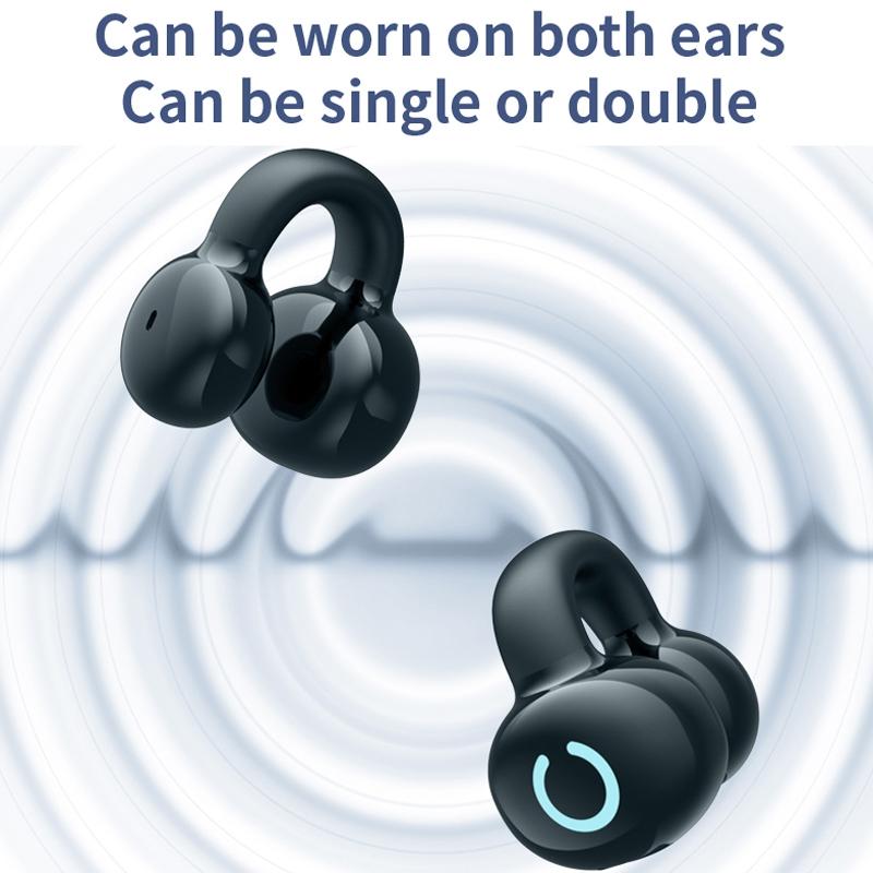 Wireless Bone Conduction Earphone - Single Ear Clamp Design - Black