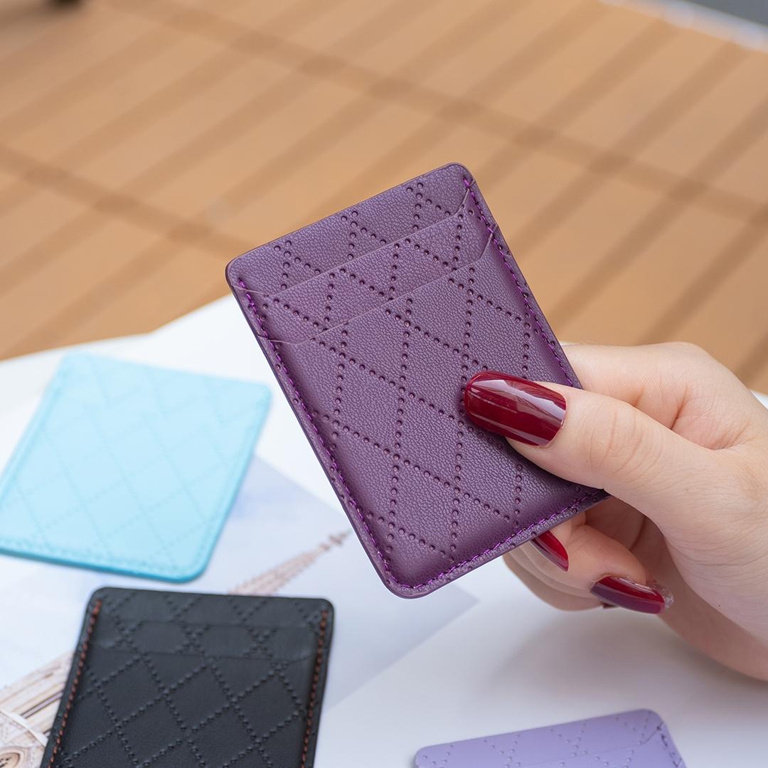 Diamond Lattice Card Bag Sticker For Mobile Phones - Dark Purple