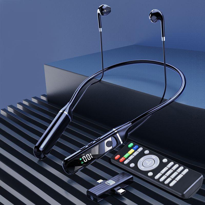 Wireless Sports Earphones with Bluetooth 5.3 and Built-in Sound Card - Black