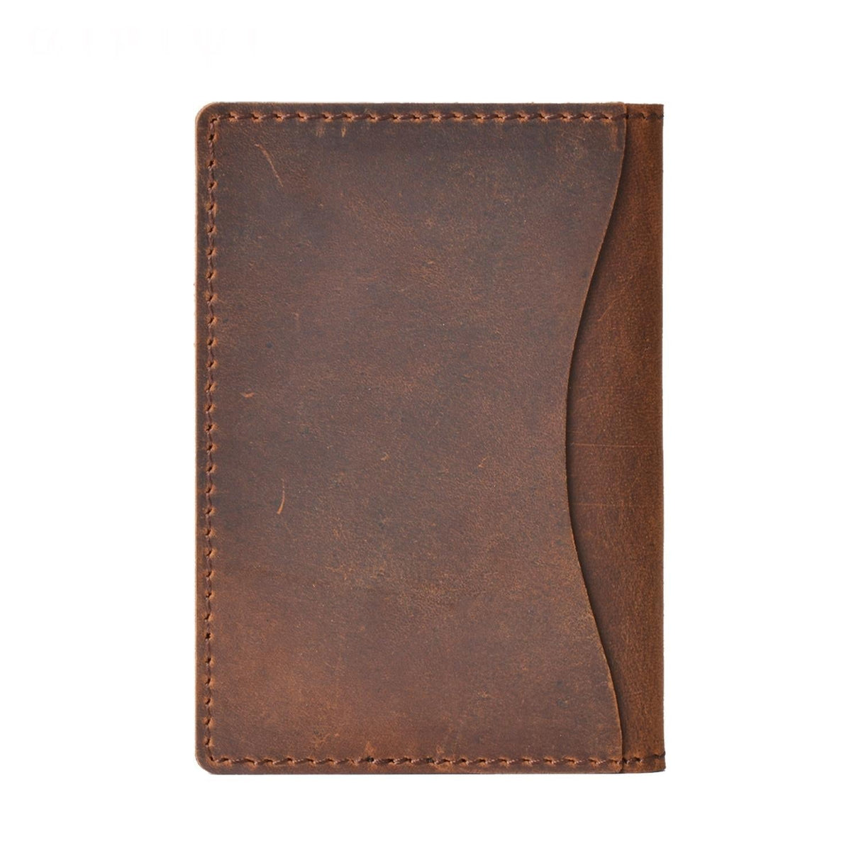 Minimalist Cowhide Card Holder Compact Wallet For Bank & Membership Cards - Brown