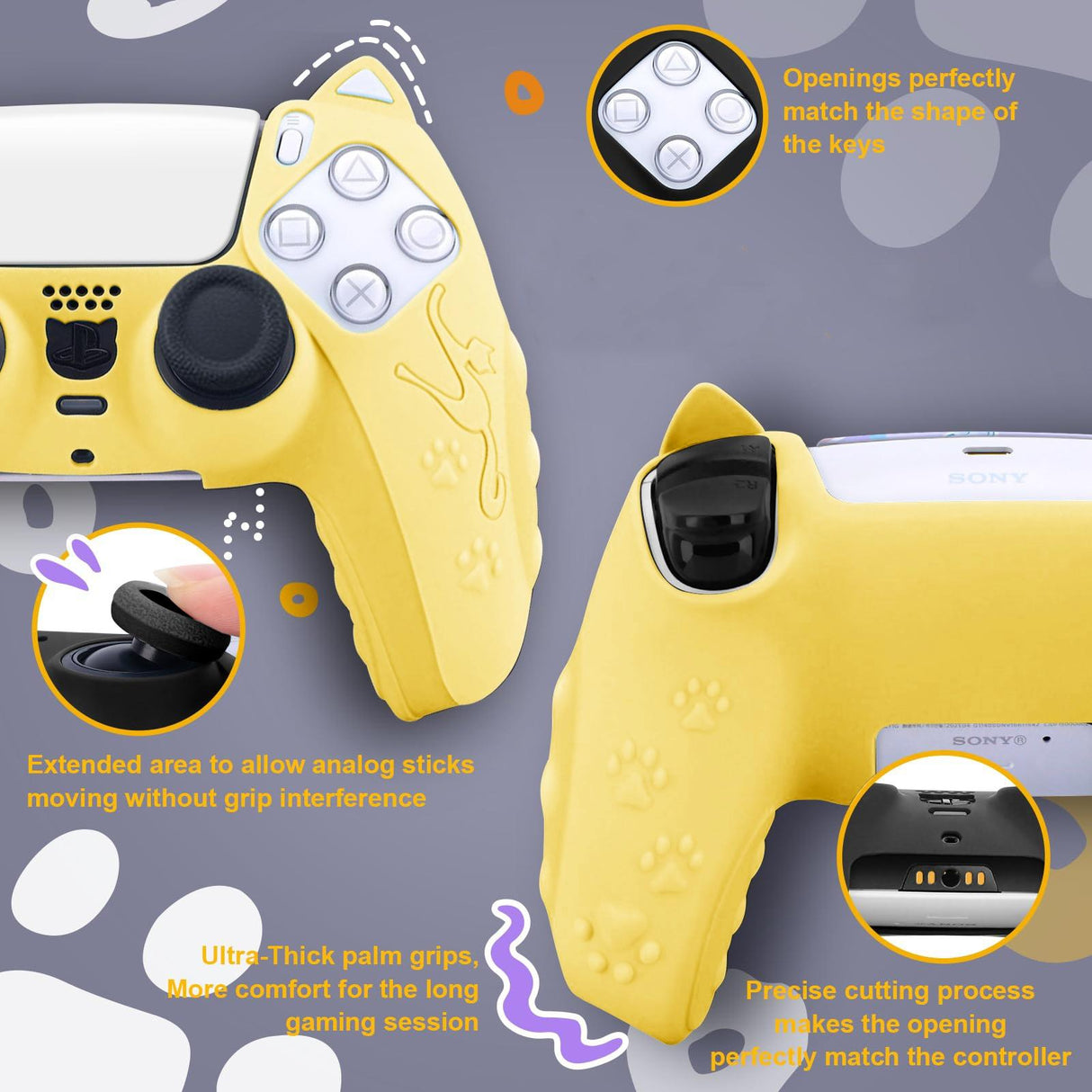 Silicone Cat Ear Gamepad Cover for Sony Ps5 - Black