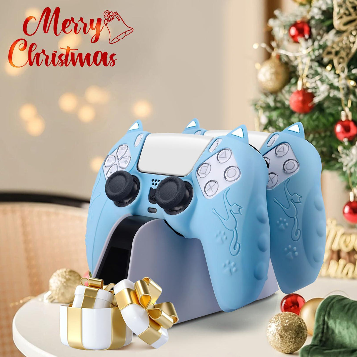 Silicone Cat Ear Gamepad Cover for Sony Ps5 - Black