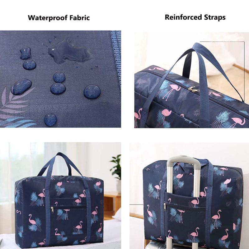 Waterproof Foldable Travel Bag - Compact & Durable - Navy Blue Geometry