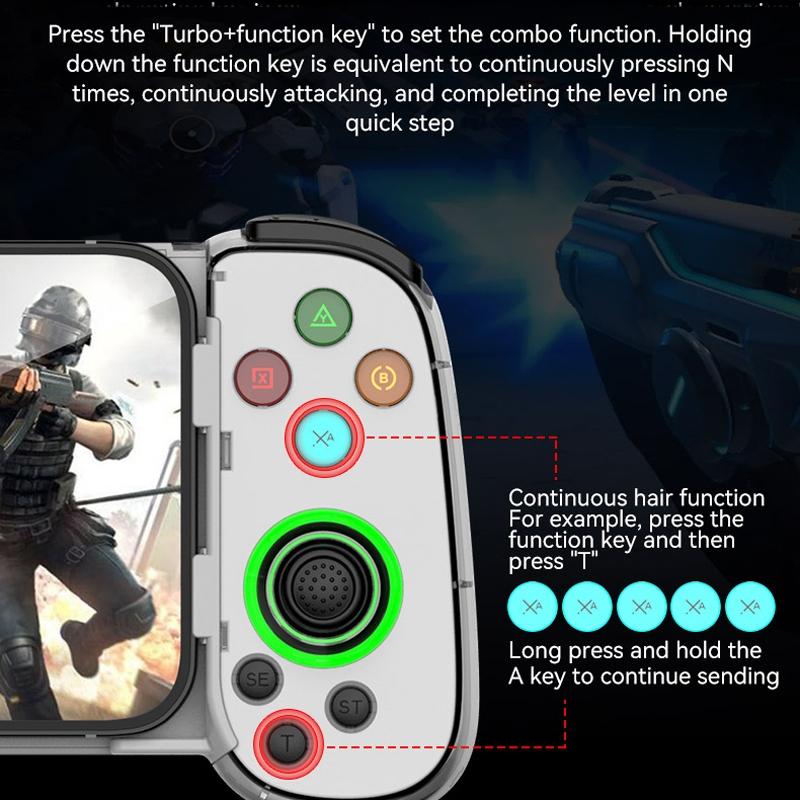 Versatile Retractable Gamepad for Pc / Android / Ios / Win / Mac / Switch - Black