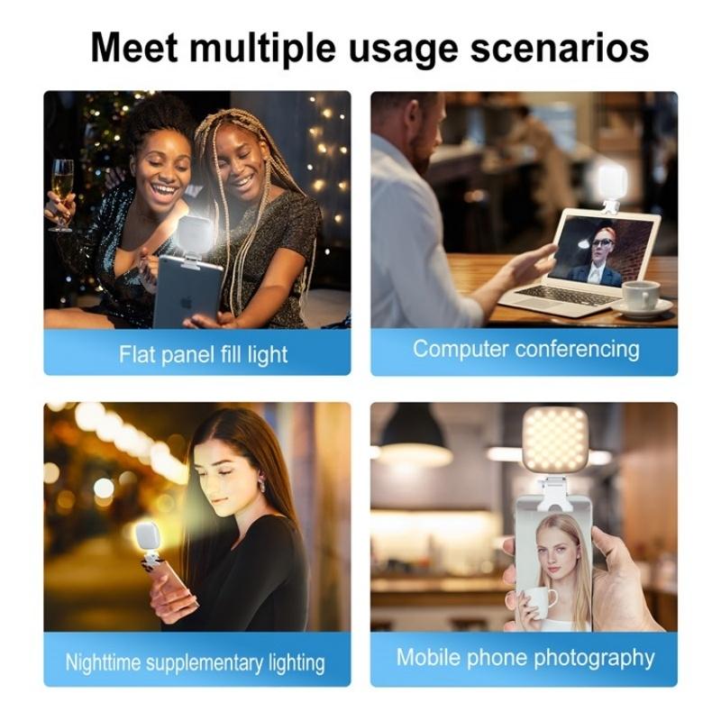Portable Mini Clip-on Led Fill Light for Video Conferencing and Live Streaming - Black