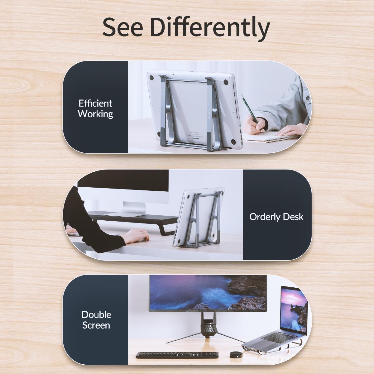 Vertical Laptop Storage Holder - Multi-functional Grey