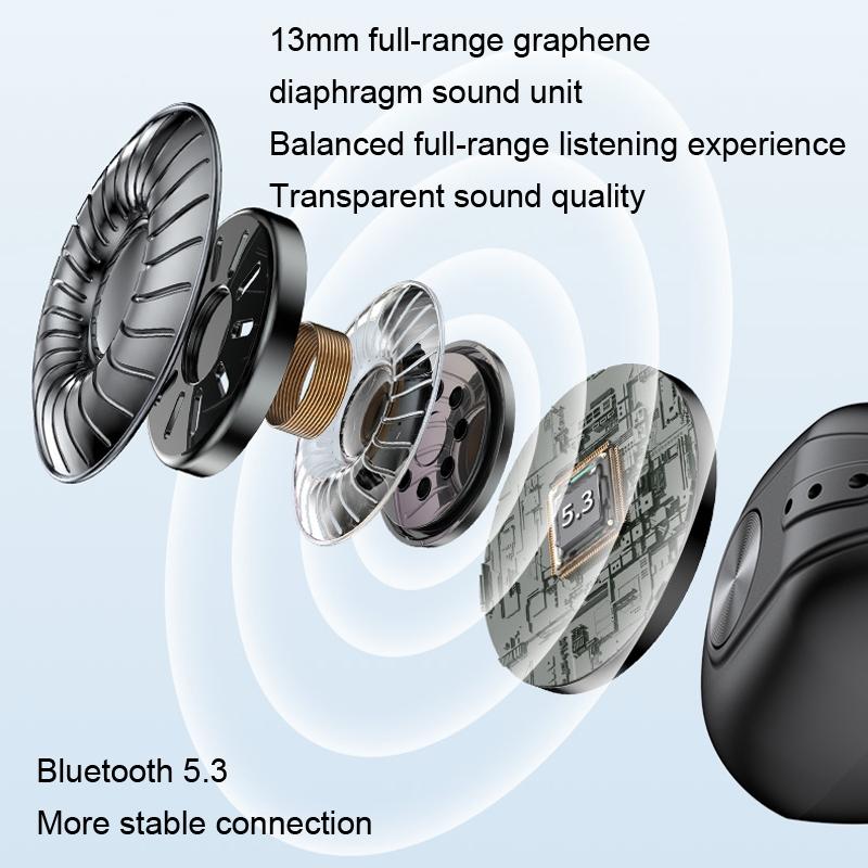 Mini Bone Conduction Bluetooth Earphone for Running and Sports - Black