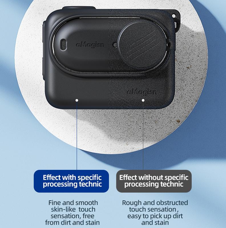 Amagisn Silicone Body Cover for Insta360 Go 3 with Lanyard - Black