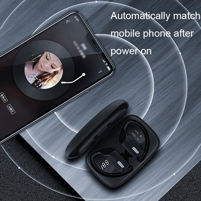 Wireless Noise-cancelling Bluetooth Earbuds with Dual Battery Display - T17 Black