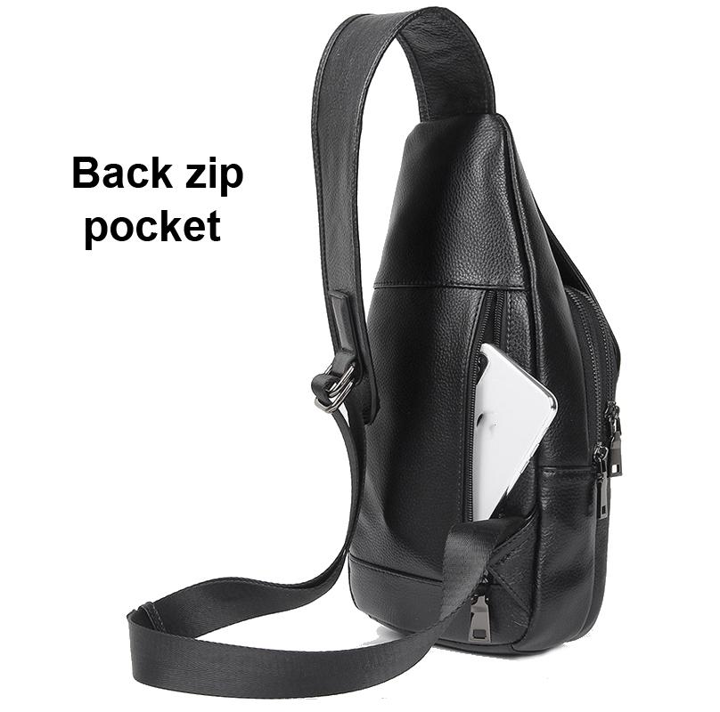 Stylish Cowhide Chest Bag For Men - Black