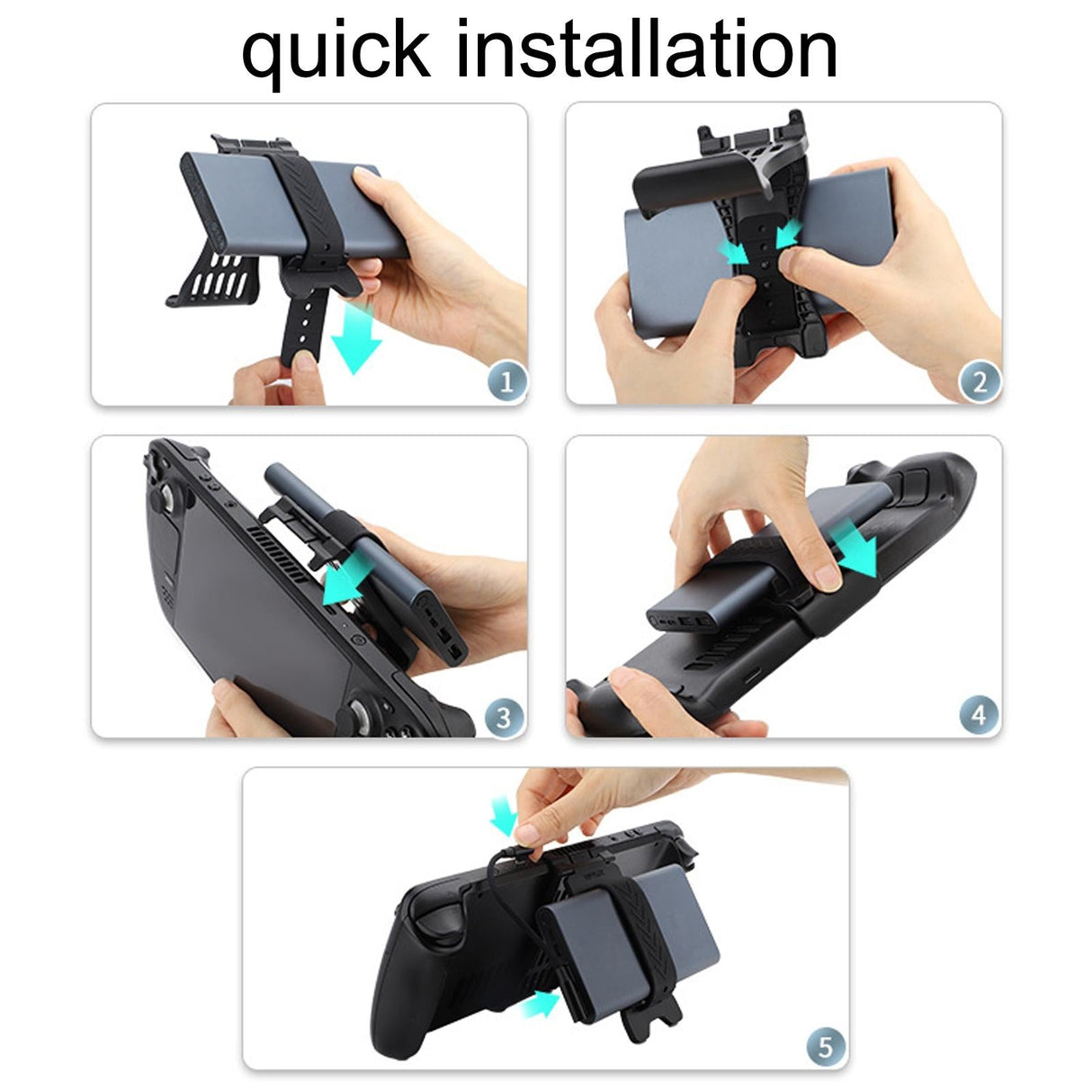 Steam Deck Charging Base for Mobile Power and Desktop Bracket - Black