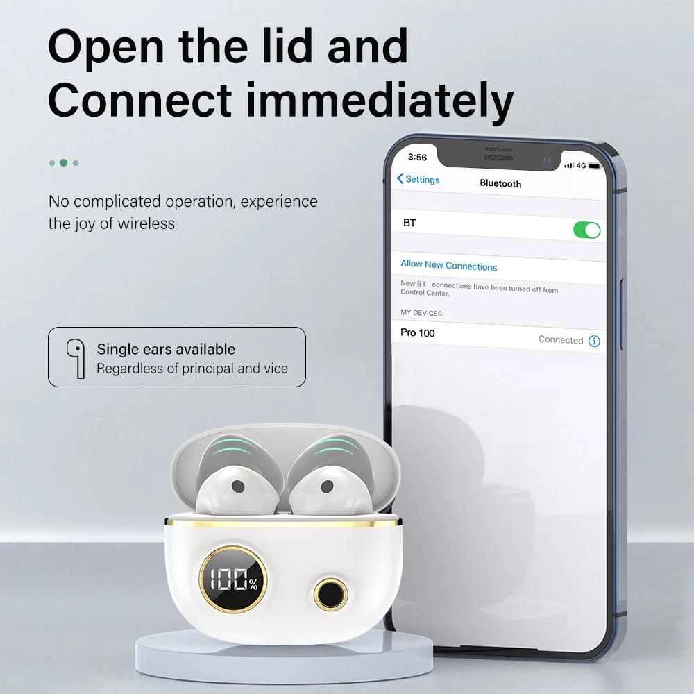 Waterproof 9d Stereo Bluetooth Earphones with Charging Case - Black