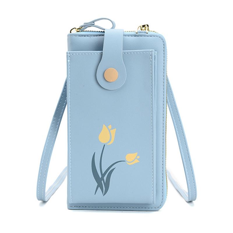 Floral Single Shoulder Cell Phone Bag For Women - Blue