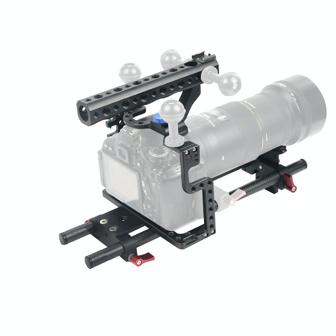 Video Cage Stabilizer With Metal Handle Black for Panasonic Lumix Gh3 / Gh4