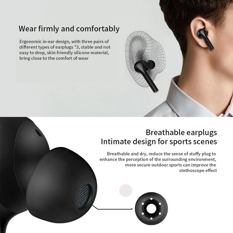 Waterproof Wireless Bluetooth Earbuds with Led Display and Hifi Sound - Black