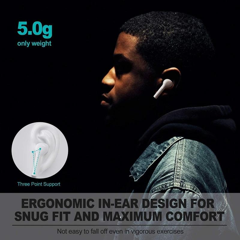 Waterproof Wireless Bluetooth Earbuds with Led Display and Hifi Sound - Black