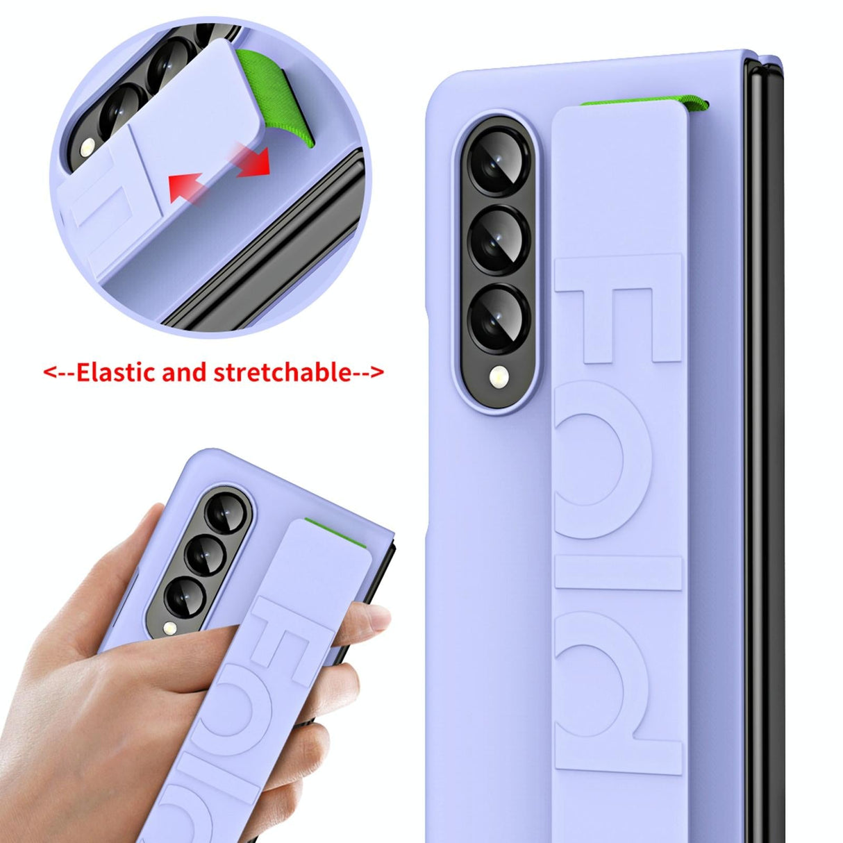 For Samsung Galaxy Z Fold4 5G Shockproof Wristband - Elastic - Black