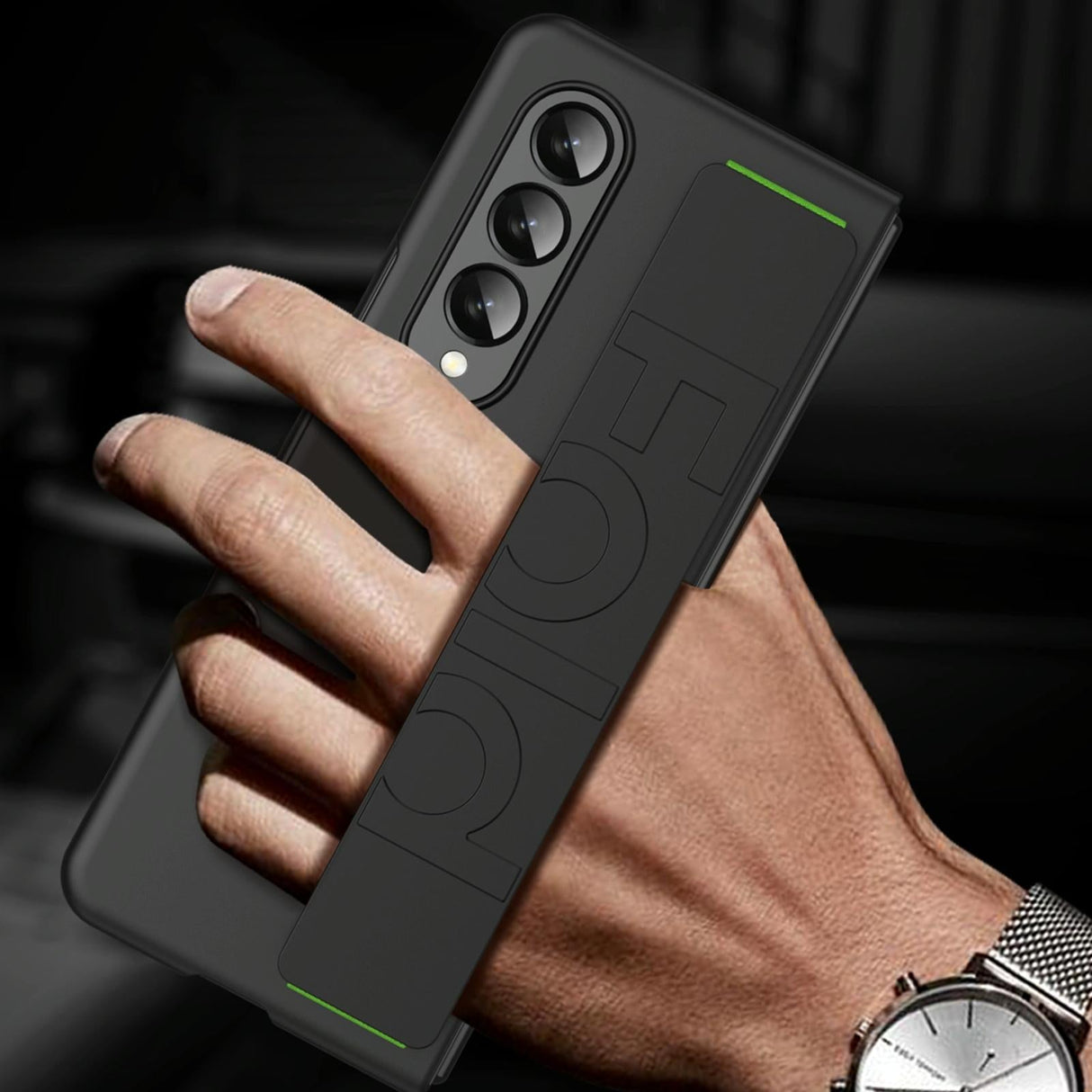 For Samsung Galaxy Z Fold4 5G Shockproof Wristband - Elastic - Black