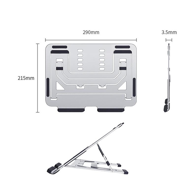 Foldable Aluminum Laptop Stand for Desktop Cooling - Elegant Silver