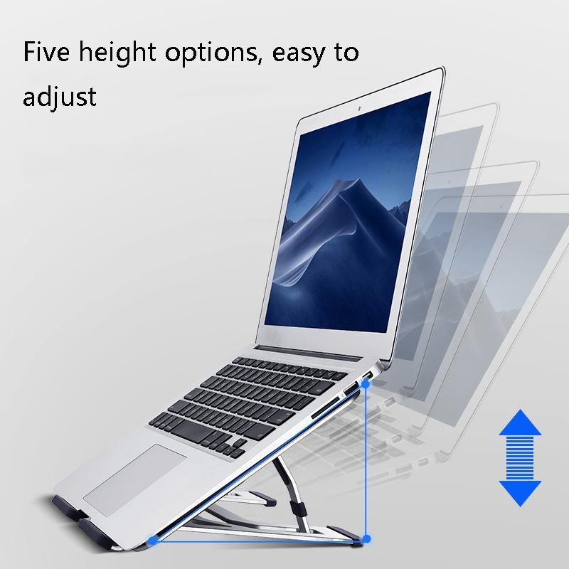 Foldable Aluminum Laptop Stand for Desktop Cooling - Elegant Silver