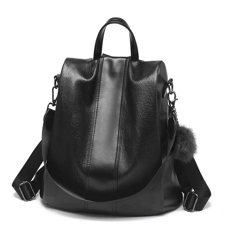 Stylish Vintage Leather Backpack for Women - Chic Design - Black