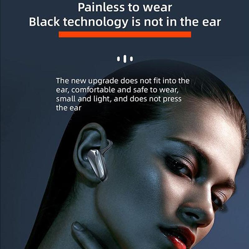 Digital Display Hanging Ear Bone Conduction Bluetooth Headset - Yx02 - Black