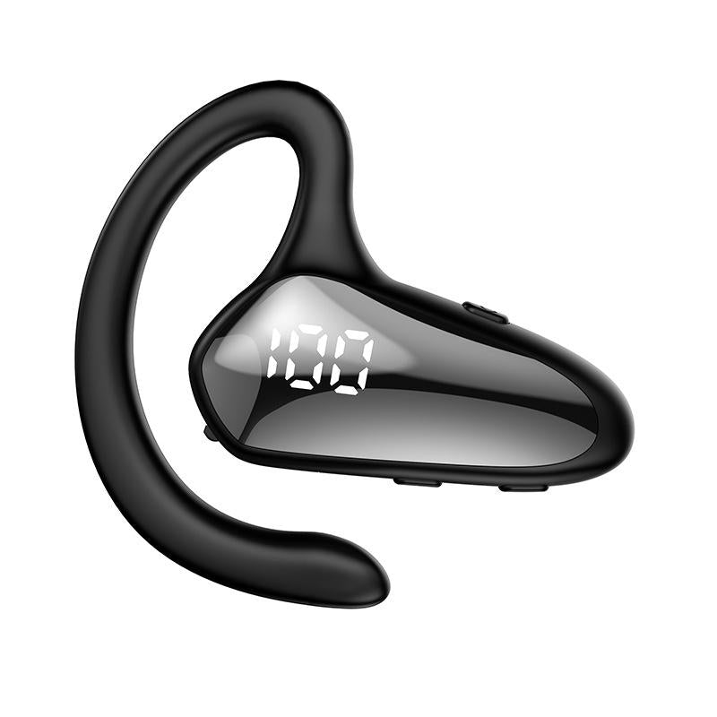 Digital Display Hanging Ear Bone Conduction Bluetooth Headset - Yx02 - Black