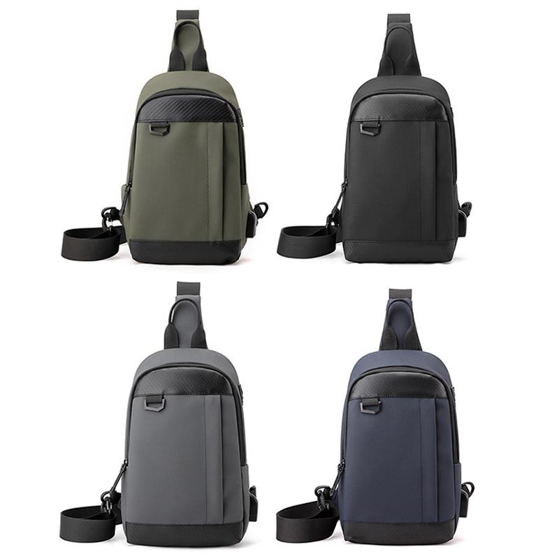 Waterproof Men Chest Bag Multifunctional Shoulder Crossbody For Riding And Casual Use - Black