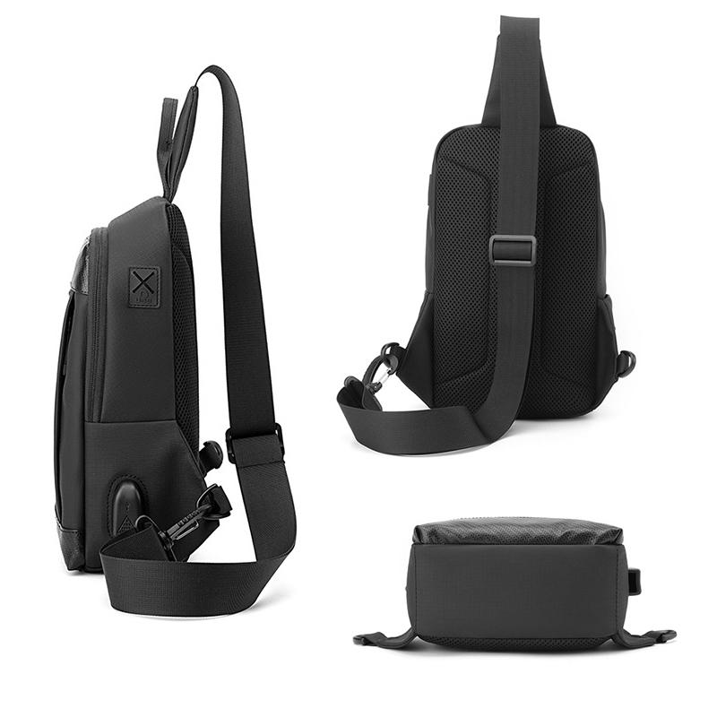 Waterproof Men Chest Bag Multifunctional Shoulder Crossbody For Riding And Casual Use - Black