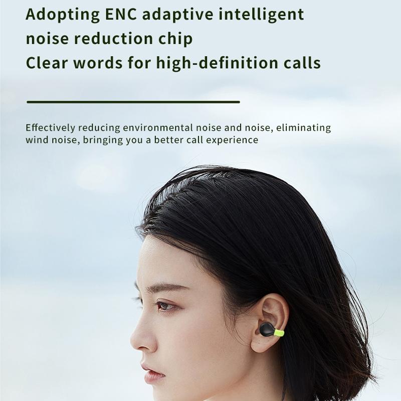 Wireless Clip-on Earphones with Charging Case - Black + Green