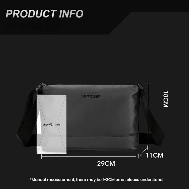 Lightweight Men Shoulder Bag For Commuting - Black