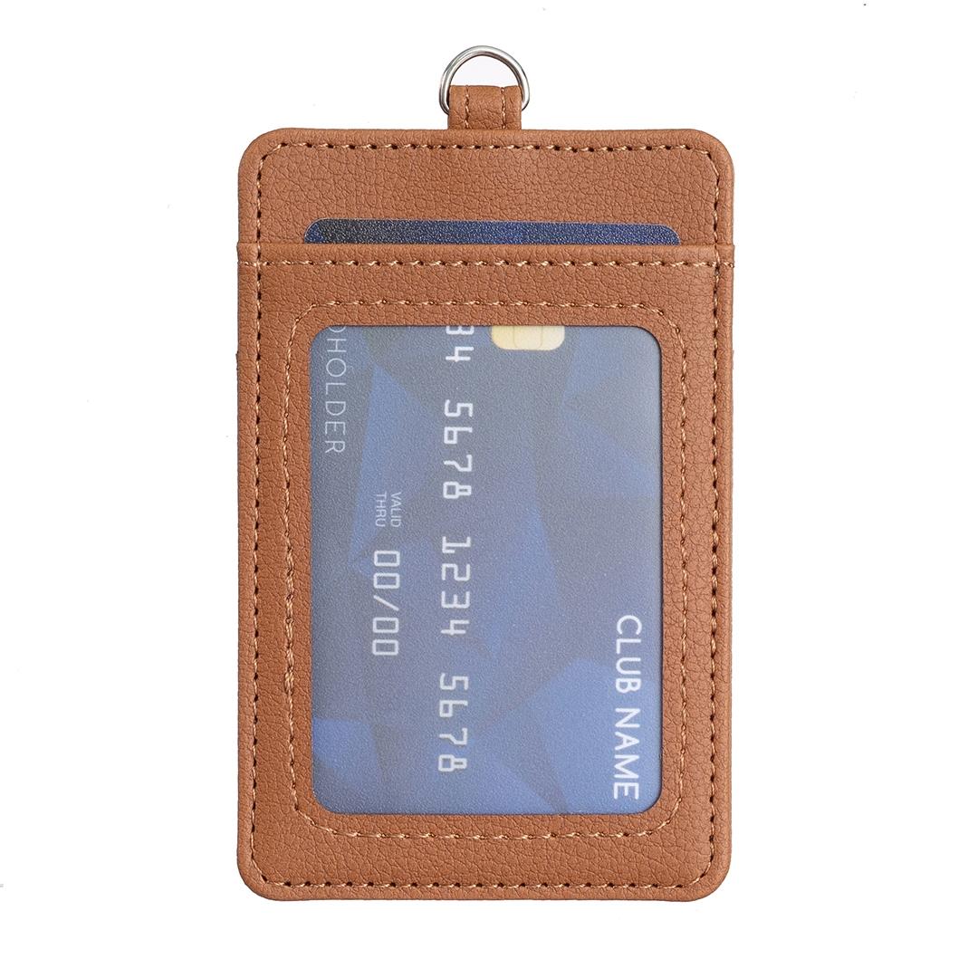 Vertical Id Card Bag & Lanyard - Brown