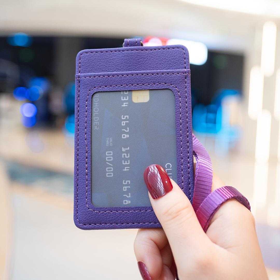 Vertical Id Card Bag & Lanyard - Brown