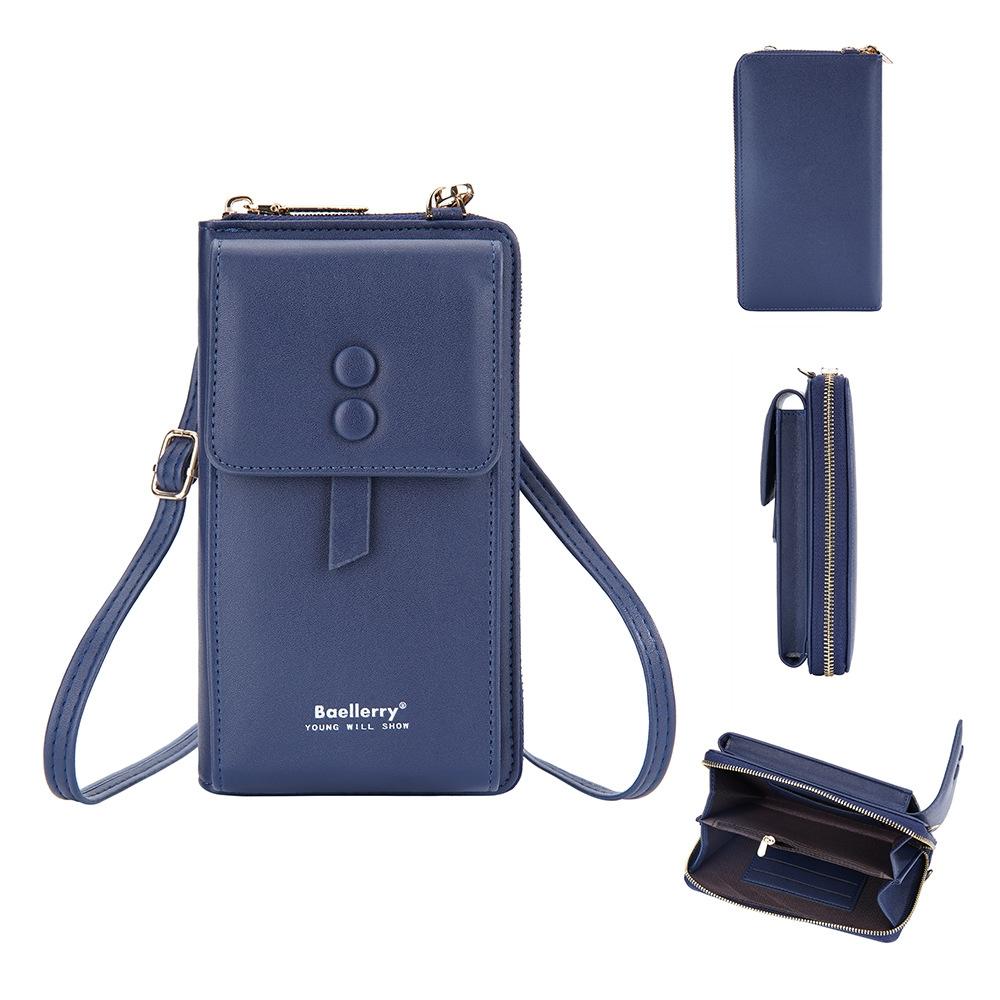 Adjustable Crossbody Phone Bag With Multi Card Slots - Black