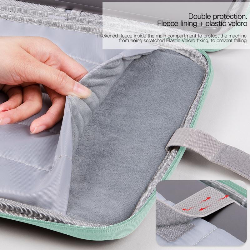 Leather Portable Bag with Cloth Texture - Blue