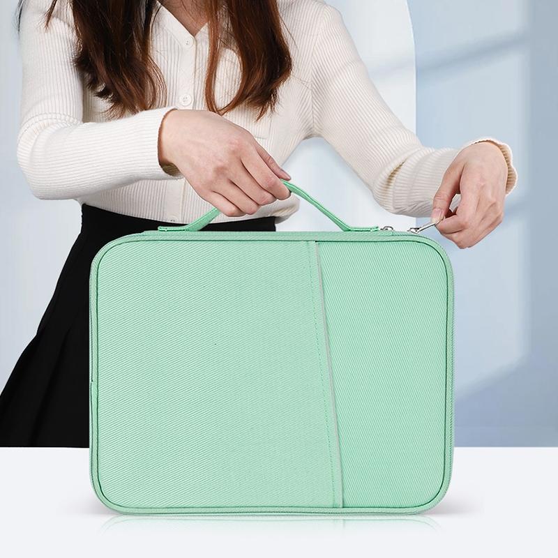 Leather Portable Bag with Cloth Texture - Blue