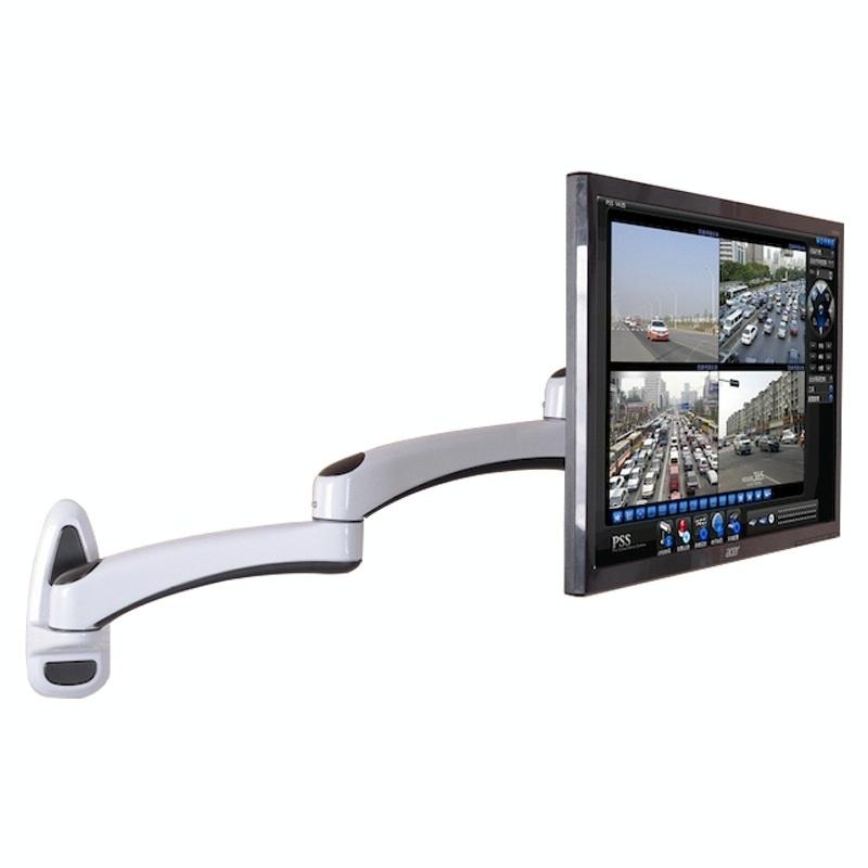 White Dual-section Telescopic Monitor Stand - Wall-mounted